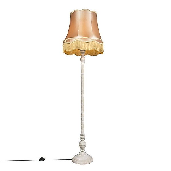 Qazqa Stehlampe Classico, ohne Leuchtmittel, E27, Gelb, Retro, Holz, 1-flam günstig online kaufen