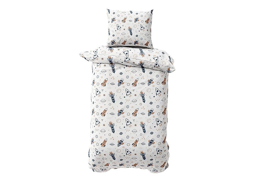 MTOnlinehandel Kinderbettwäsche Space Weltall-Abenteuer 135x200 + 80x80 cm günstig online kaufen