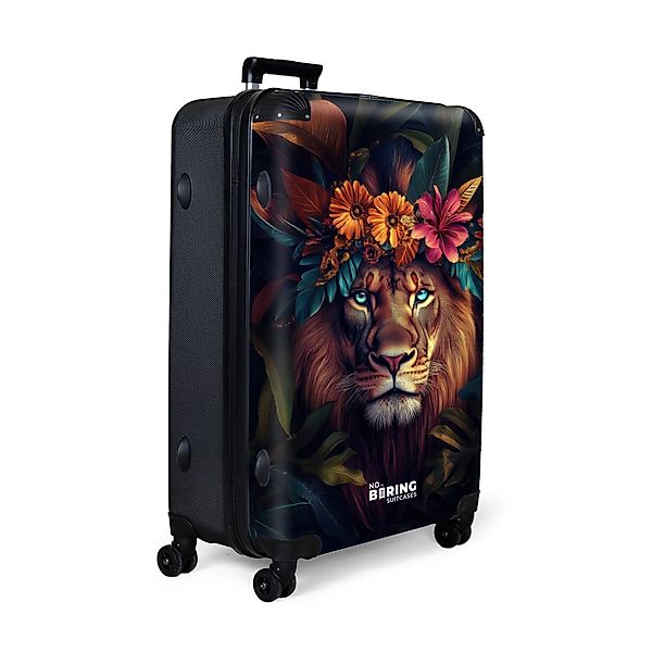 NoBoringSuitcases.com© Hartschalen-Trolley Löwe mit Blumenkrone im günstig online kaufen