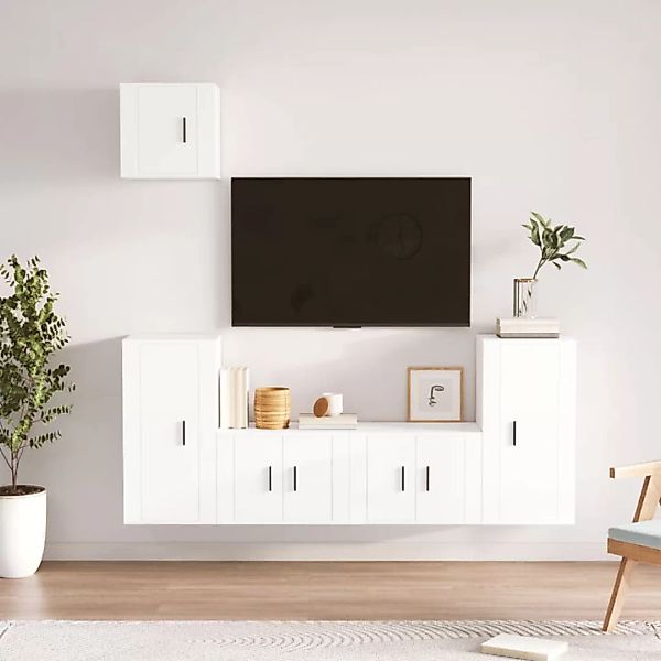 Vidaxl 5-tlg. Tv-schrank-set Weiß Holzwerkstoff günstig online kaufen
