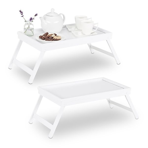 relaxdays Tabletttisch 2 x Betttablett Bambus günstig online kaufen