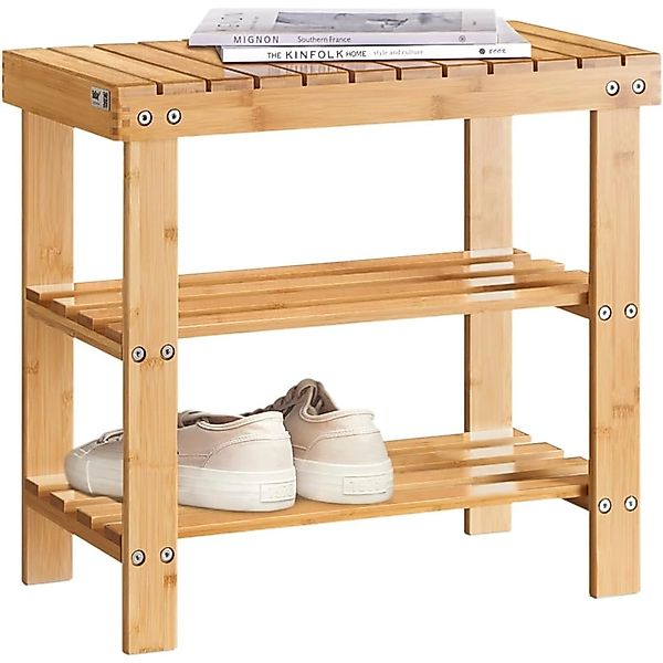 SoBuy Schuhregal Schuhbank Sitzbank Bambus Natur 50cm FSR02-K-N günstig online kaufen