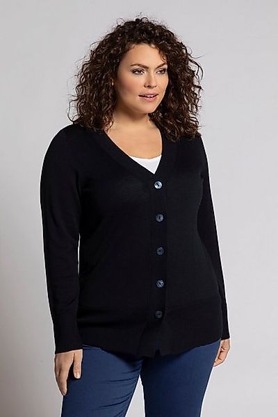 Ulla Popken Strickjacke Strickjacke V-Ausschnitt Knopfleiste Feinstrick günstig online kaufen