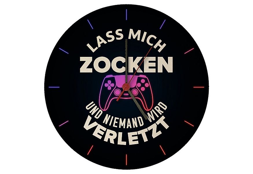 speecheese Wanduhr Lass mich zocken und niemand wird verletzt Wanduhr aus M günstig online kaufen