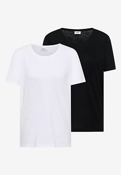 CECIL Basic T-Shirt mit Rundhals im 2er-Pack günstig online kaufen