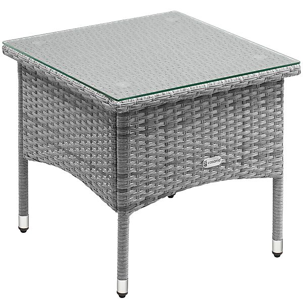 Casaria Beistelltisch, Polyrattan 50x50cm Wetterfest Höhenverstellbar 80kg günstig online kaufen
