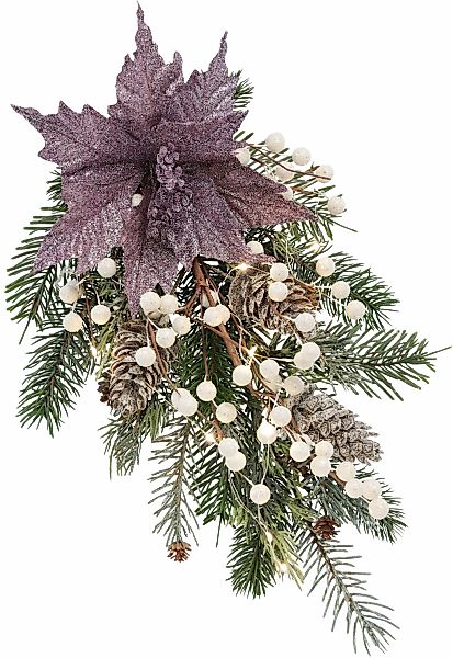 Winterliche Kunstpflanze Gesteck, Poinsettia mit LED günstig online kaufen