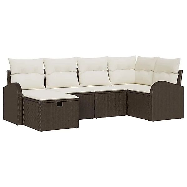 vidaXL Sofa Set mit Kissen mit Speicher Braun und Creme Poly-Rattan 3359077 günstig online kaufen