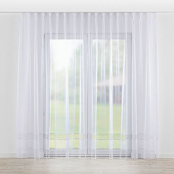 Gardine mit flämischen 2-er Falten, weiß, Voile (186-60) günstig online kaufen