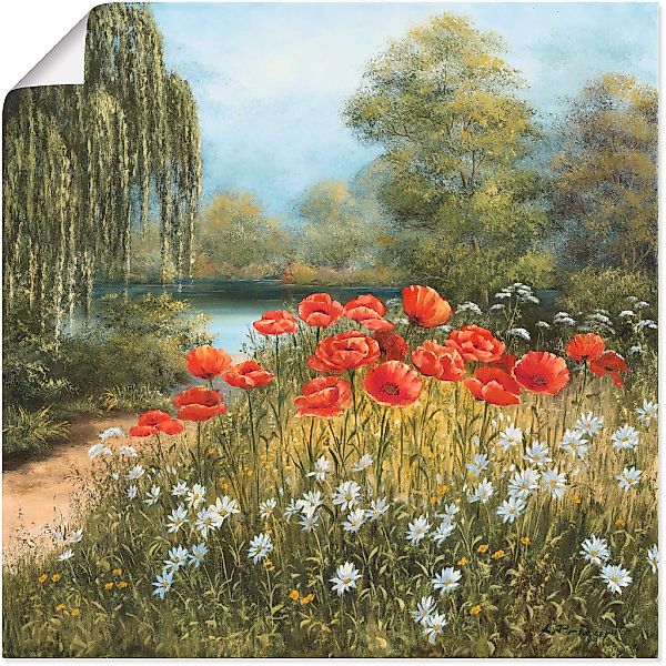 Artland Wandbild "Mohnwiese am See" Blumenwiese 1 Stk. tlg. als Alubild, Ou günstig online kaufen