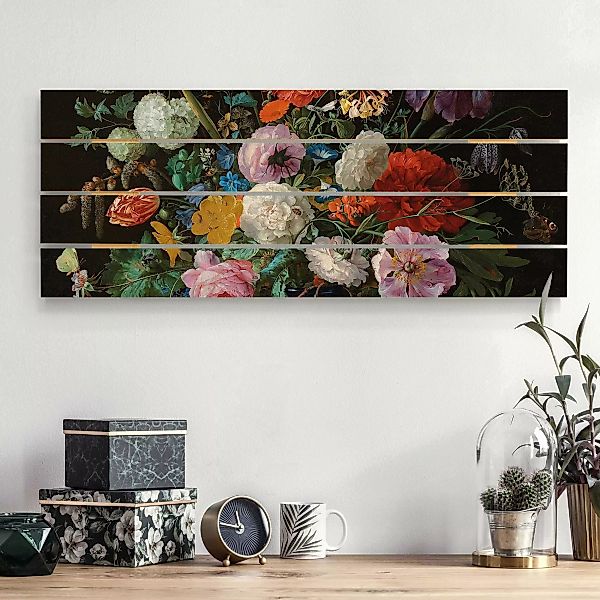 Holzbild Plankenoptik Blumen - Panorama Jan Davidsz de Heem - Glasvase mit günstig online kaufen