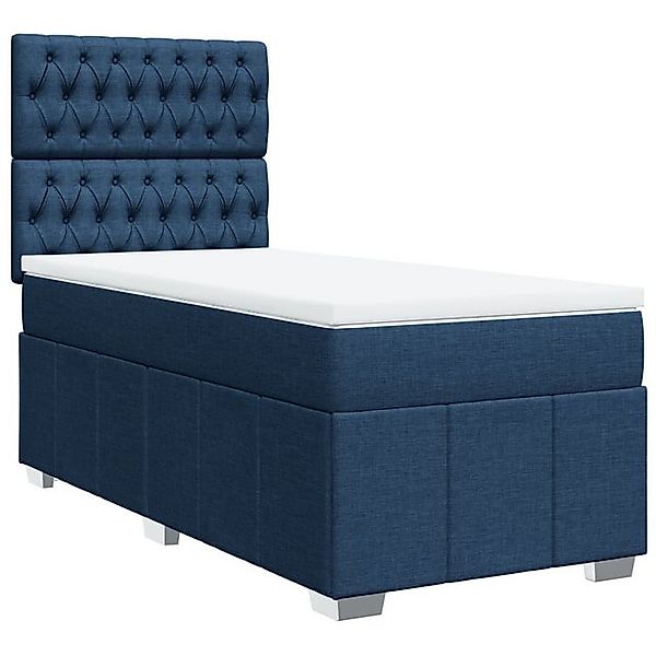 vidaXL Bett Boxspringbett mit Matratze Blau 90x200 cm Stoff günstig online kaufen