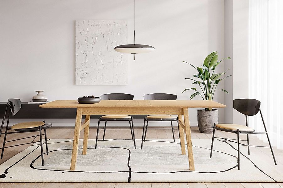 Woodman Esstisch "Curved" Scandi Design, Breite 180 cm, ausziehbar auf 220 günstig online kaufen