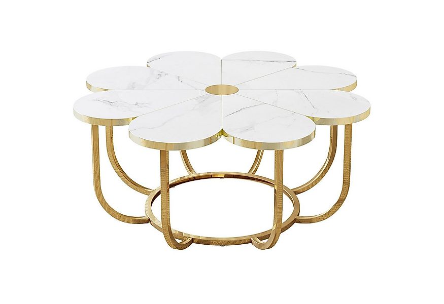 Tribesigns Couchtisch moderner Couchtisch in Blumenform mit Kunstmarmor-Tis günstig online kaufen