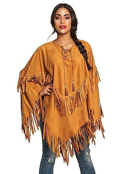 Boland Hippie-Kostüm Kunstleder Poncho mit Fransen - Fasching Kostüm, Hippi günstig online kaufen