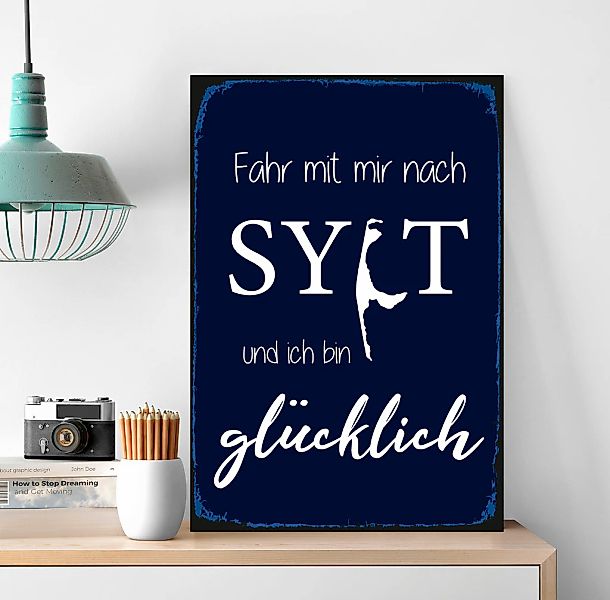 queence Metallbild "Sylter Glück", Schriftzüge-Schriftzug-Sprüche-Sprüche & günstig online kaufen