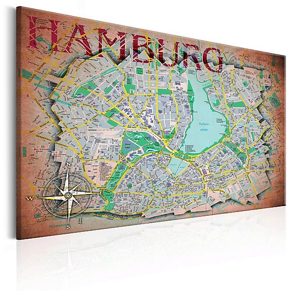 Wandbild - Map of Hamburg günstig online kaufen