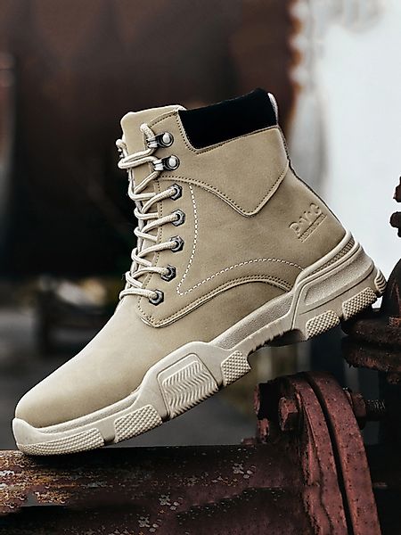 Herren Stilvolle Mikrofaser Leder Lace Up Casual Knöchel Stiefel günstig online kaufen