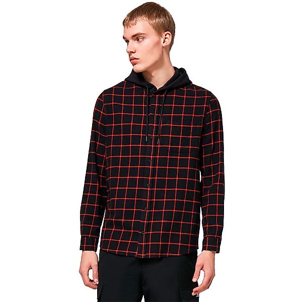Oakley Apparel Button Down Kapuzen-langarmhemd L Black / Red Check günstig online kaufen
