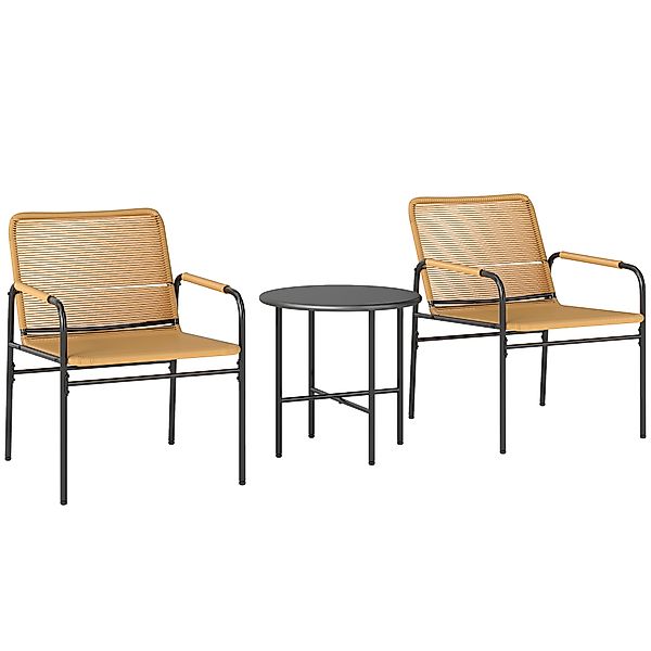 Outsunny 3-tlg. Rattan Bistroset, Sitzgruppe, Gartengarnitur mit 2 Gartense günstig online kaufen