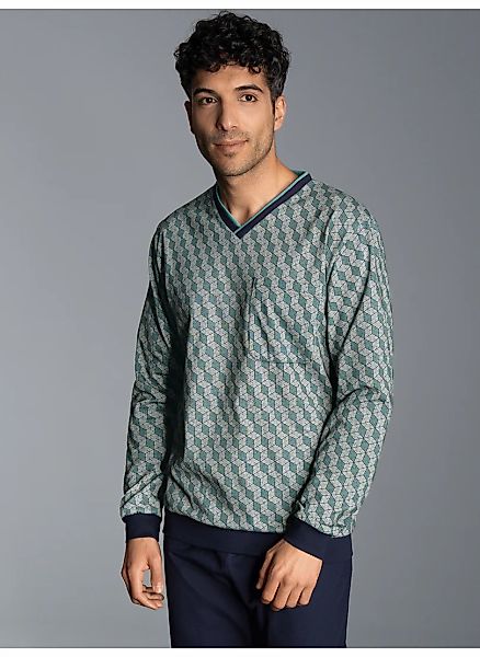 Trigema Schlafanzug "TRIGEMA Pyjama-Oberteil mit Allover-Print" 1 tlg. günstig online kaufen