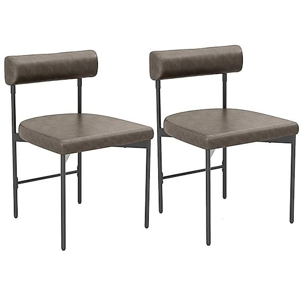 Costway 2er Set Küchenstühle Aus PVC-Leder & U-förmiger Grau günstig online kaufen