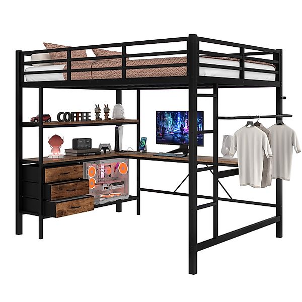 REDOM Hochbett Funktionsbett,Einzelbett,Jugendbett,Kinderbett (Hochbett 140 günstig online kaufen