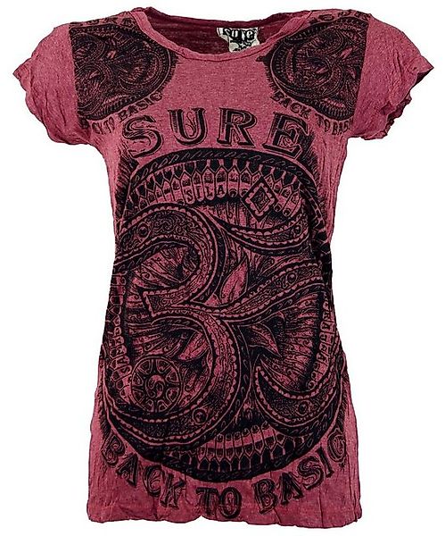 Guru-Shop T-Shirt Sure T-Shirt OM - bordeaux Festival, Goa Style, alternati günstig online kaufen
