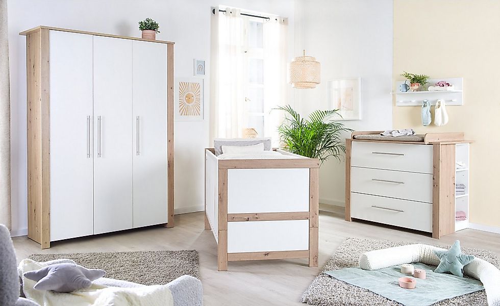 roba® Babyzimmer-Komplettset Ira 3-teilig - KInderzimmer aus Holz - Weiß / günstig online kaufen