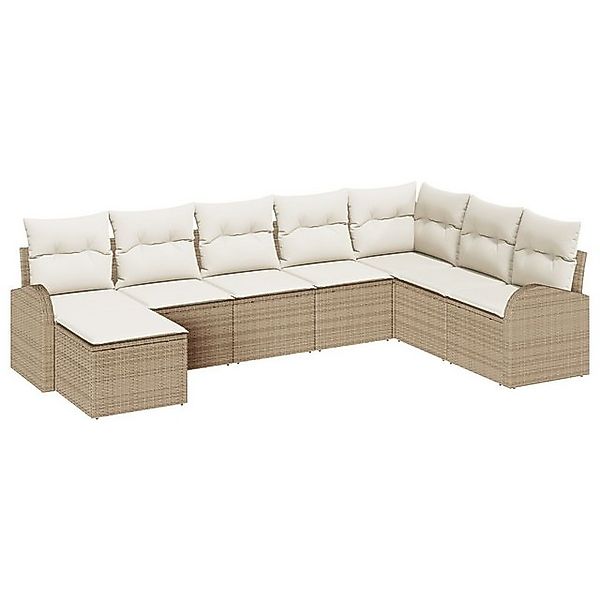 vidaXL Loungesofa Garten-Sofa-Set Set von 8 Beige Rattan, Polyester Garten- günstig online kaufen