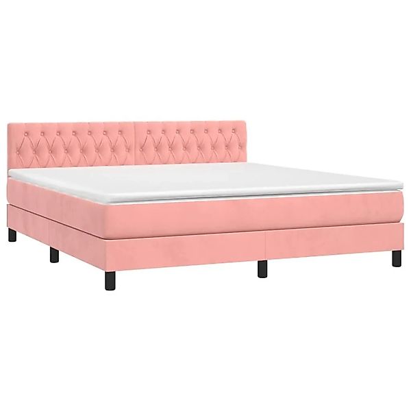 vidaXL Boxspringbett mit Matratze & LED Rosa 180x200 cm Samt 3134602 günstig online kaufen
