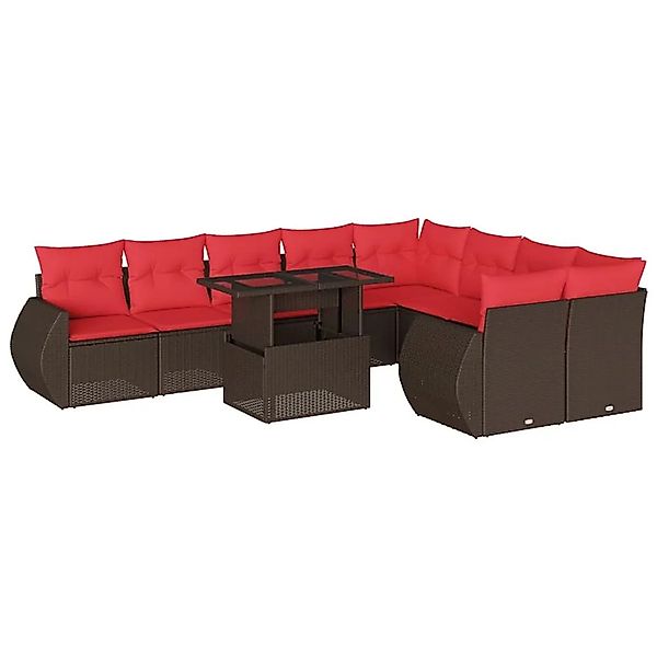 vidaXL 10-Tlg Gartensofa-Set mit Kissen Braun Polyrattan 3268764 günstig online kaufen