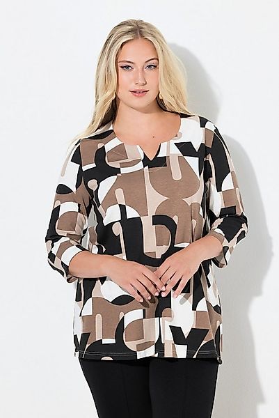 Ulla Popken T-Shirt Shirt Buchstaben Tunika-Ausschnitt 3/4-Arm günstig online kaufen