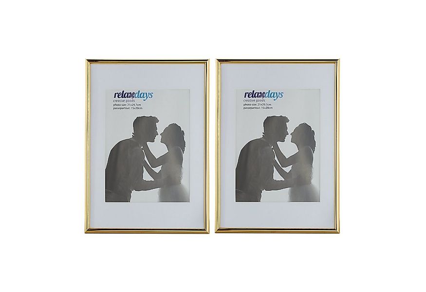 relaxdays Bilderrahmen 2er Set A4, gold günstig online kaufen