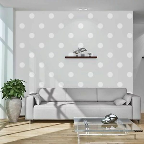 artgeist Fototapete Cheerful polka dots grau/weiß Gr. 350 x 245 günstig online kaufen