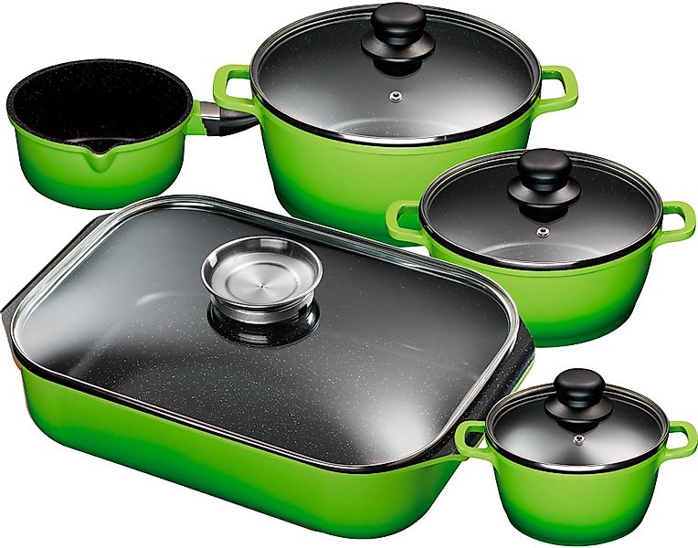 KING Topf-Set Set, je 1 Kochtopf 16/20/24 cm, Stielkasserolle 16 cm, Bräter günstig online kaufen