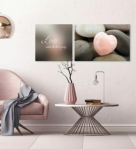 queence Leinwandbild "Love", Herz-Herzbilder-Kunst-Modern-Spa-Spa Bilder-Sp günstig online kaufen