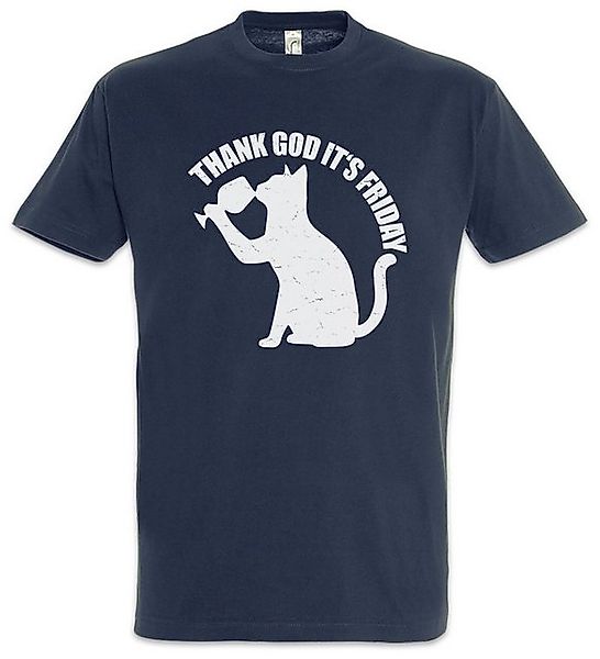 Urban Backwoods Print-Shirt Thank God It's Friday Cat Herren T-Shirt TGIF W günstig online kaufen