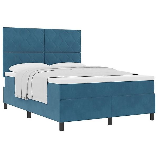 vidaXL Bett Boxspringbett mit Matratze Dunkelblau 140x190 cm Samt (1-tlg) günstig online kaufen