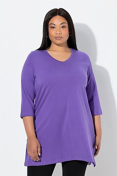 Ulla Popken Longshirt Longshirt A-Linie V-Ausschnitt 3/4-Arm günstig online kaufen