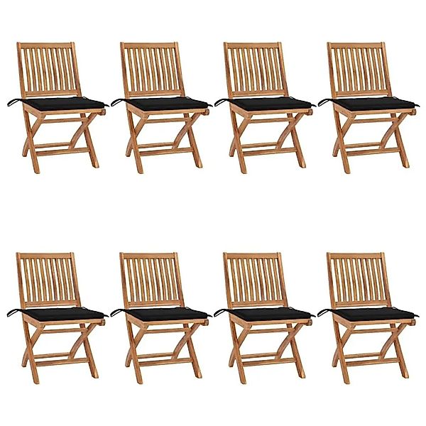 vidaXL Klappbare Gartenstühle mit Kissen 8 Stk Massivholz Teak 3072868 günstig online kaufen