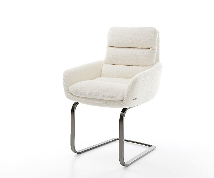 Freischwinger Abelia-Flex mit Armlehnen Bouclé Weiß Freischwinger flach Gra günstig online kaufen