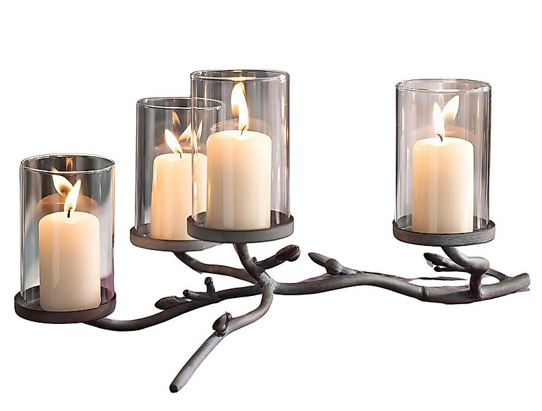 Dekoleidenschaft Tischkerzenhalter "Zweig" aus Metall, 4 Windlichtgläser, K günstig online kaufen