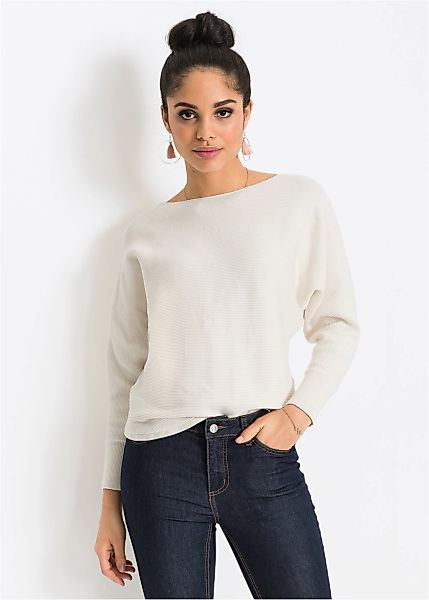bonprix Strickpullover "Oversize-Ripp-Pullover" aus Baumwolle und Polyamid, günstig online kaufen