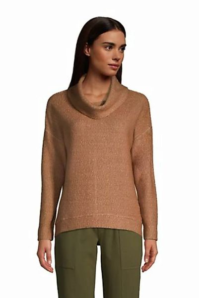 Bouclé-Sweatshirt mit Wasserfallkragen, Damen, Größe: L Normal, Braun, Baum günstig online kaufen