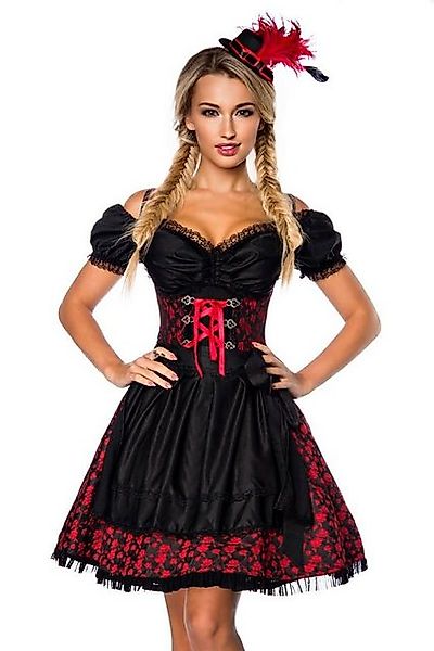 Dirndline Dirndl 3-tlg. Set: Premium Dirndl mit Bluse und Schürze in rot, J günstig online kaufen