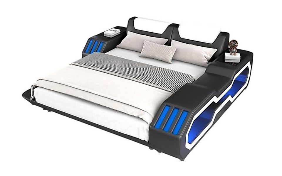 JVmoebel Bett Luxus Led Betten Beleuchtetes Schlafzimmer Bett Lederbett (Be günstig online kaufen