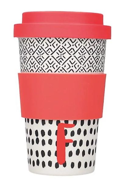 Kaffeebecher Alfabet F 410 Ml Bambus Weiß/rosa/schwarz günstig online kaufen
