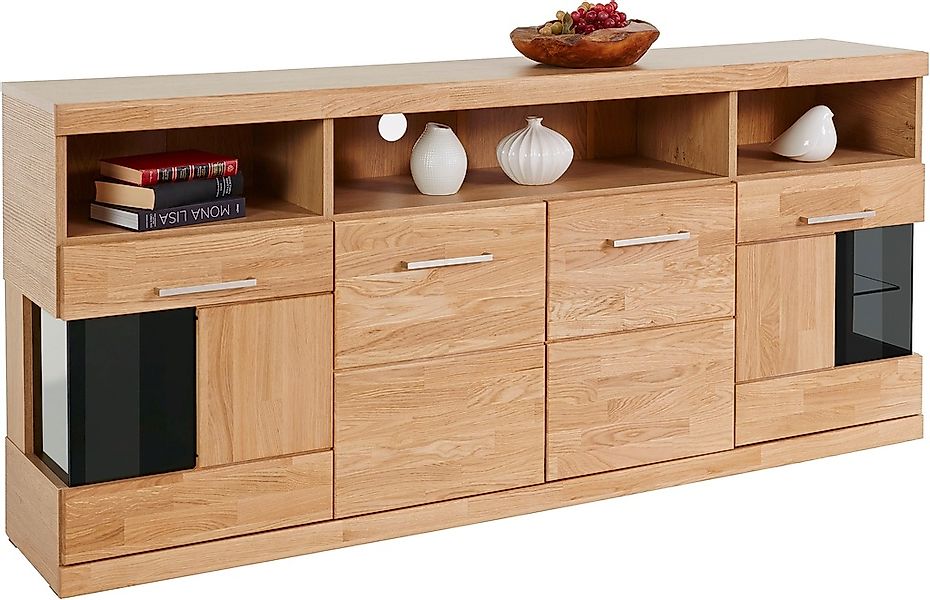 Home affaire Sideboard "Ribe,180cm breit, 9 Fächer", Holz massiv, Holzwerks günstig online kaufen