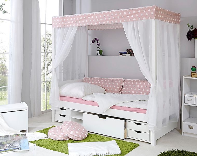 Ticaa Himmelbett "Lino", Himmelbett, inkl. Schubkasten und Rollrost günstig online kaufen